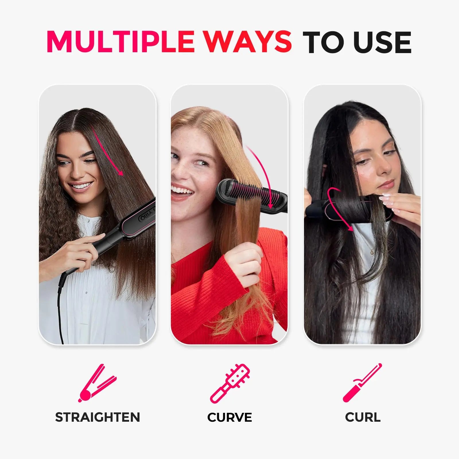 TYMO RING Series - TYMO RING or TYMO RING plus or TYMO FLIPRO 2-In-1 Straightener Comb for Frizz-Free Styling, Ionic Titanium Brush, 9 Temp & LED, Multifunctional Brush, Fast Heat, Each Sold Separately; Summervibes Plancha De Cabello Gift Hair Flat Iron