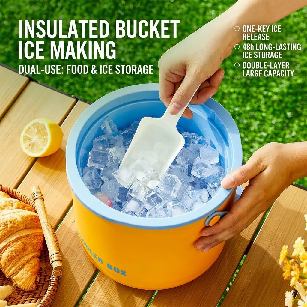 Portable Insulated Ice Bucket with Mold, Automatic Ice Release, 24H Long-Lasting Cooling, Ice Storage, Ice Cream Molds, Convenient and Durable Design