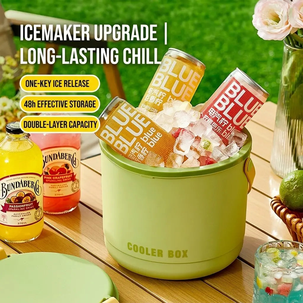 Portable Insulated Ice Bucket with Mold, Automatic Ice Release, 24H Long-Lasting Cooling, Ice Storage, Ice Cream Molds, Convenient and Durable Design