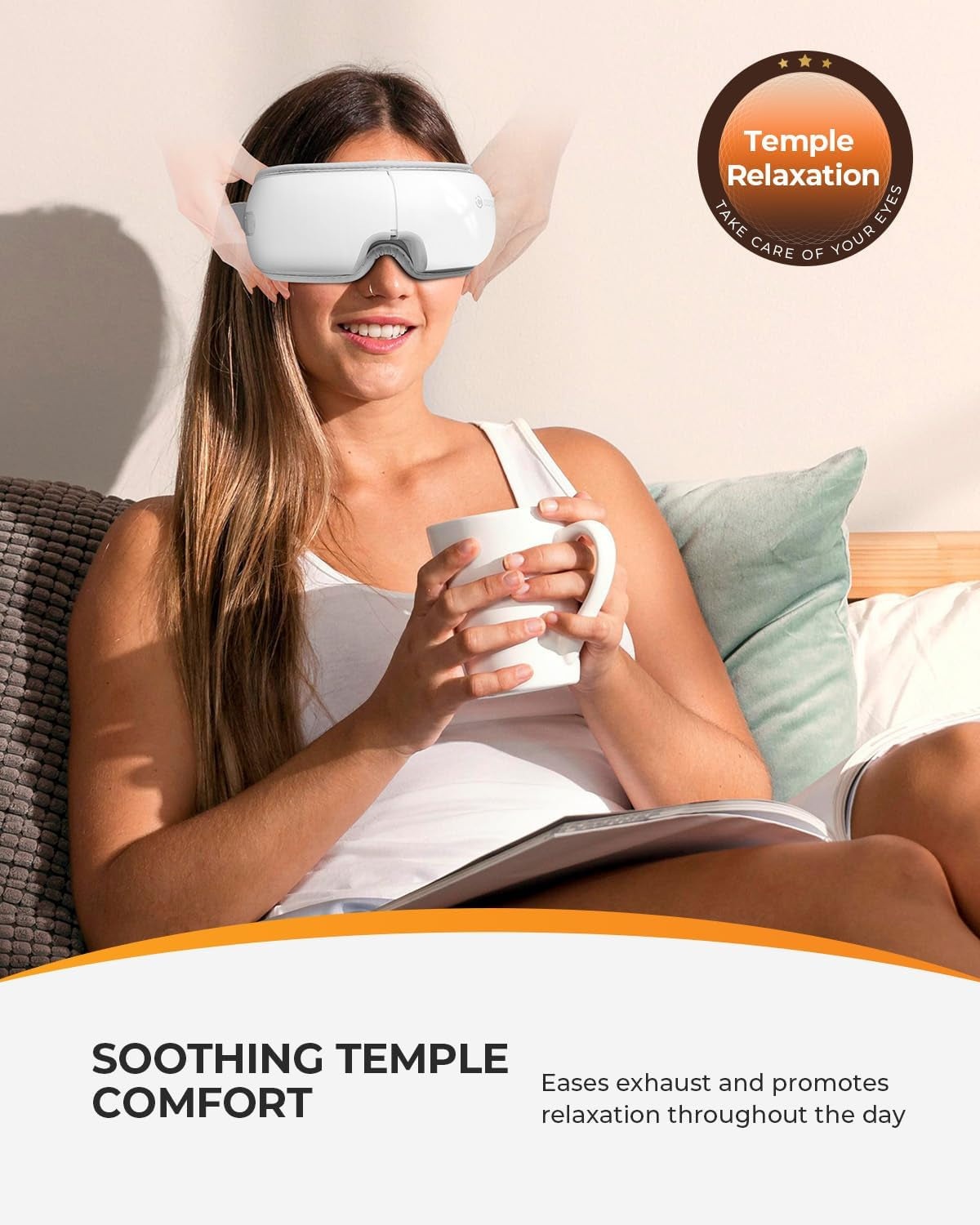 Heated Eye Mask, Electric Eye Care Device, Birthday Gifts for Dad Mom Women Men Wife Grandma, Rechargeable Eye Relaxing Mask for Eye Relaxation, Improve Sleep, White