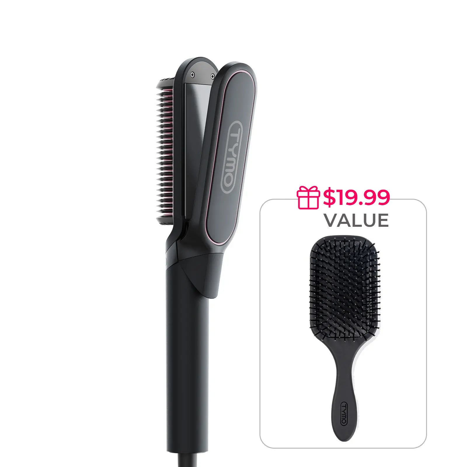 TYMO RING Series - TYMO RING or TYMO RING plus or TYMO FLIPRO 2-In-1 Straightener Comb for Frizz-Free Styling, Ionic Titanium Brush, 9 Temp & LED, Multifunctional Brush, Fast Heat, Each Sold Separately; Summervibes Plancha De Cabello Gift Hair Flat Iron