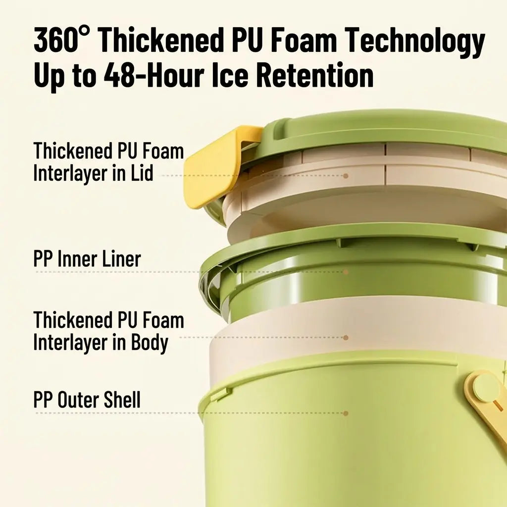 Portable Insulated Ice Bucket with Mold, Automatic Ice Release, 24H Long-Lasting Cooling, Ice Storage, Ice Cream Molds, Convenient and Durable Design
