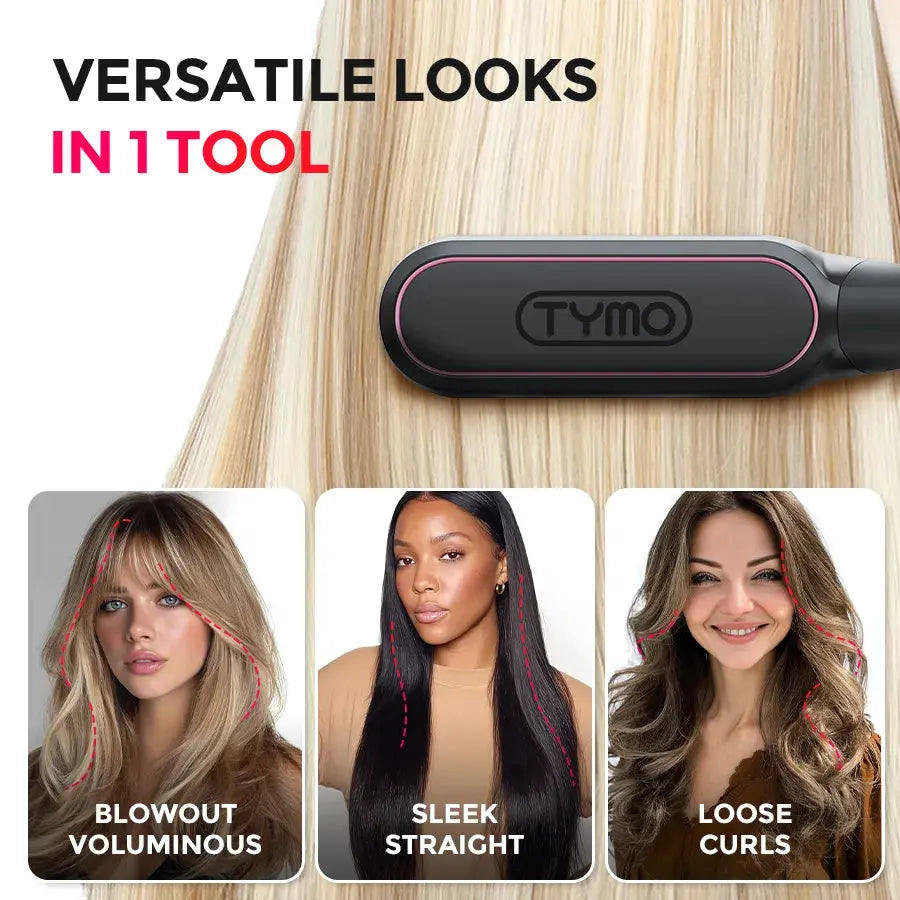 TYMO RING Series - TYMO RING or TYMO RING plus or TYMO FLIPRO 2-In-1 Straightener Comb for Frizz-Free Styling, Ionic Titanium Brush, 9 Temp & LED, Multifunctional Brush, Fast Heat, Each Sold Separately; Summervibes Plancha De Cabello Gift Hair Flat Iron
