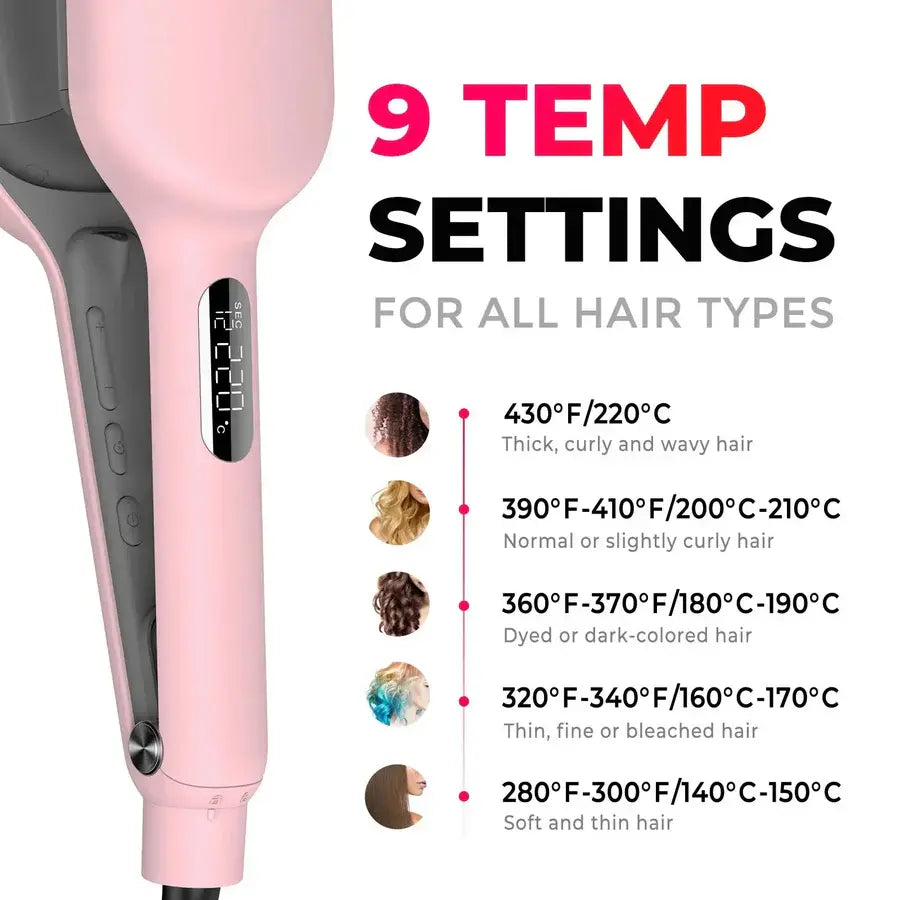 TYMO ROVY - 1.25-Inch Beach Waves Curling Wand, Ionic Ceramic 3-Barrel Crimper for Women, Dual Voltage, Anti-Scald, Reduces Frizz & Heat Damage, Easy to Use, Mermaid Waves, Travel Friendly