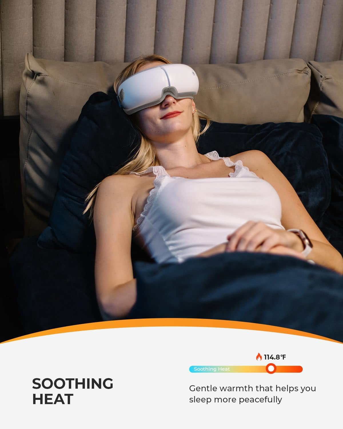Heated Eye Mask, Electric Eye Care Device, Birthday Gifts for Dad Mom Women Men Wife Grandma, Rechargeable Eye Relaxing Mask for Eye Relaxation, Improve Sleep, White