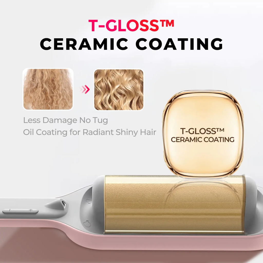 TYMO ROVY - 1.25-Inch Beach Waves Curling Wand, Ionic Ceramic 3-Barrel Crimper for Women, Dual Voltage, Anti-Scald, Reduces Frizz & Heat Damage, Easy to Use, Mermaid Waves, Travel Friendly