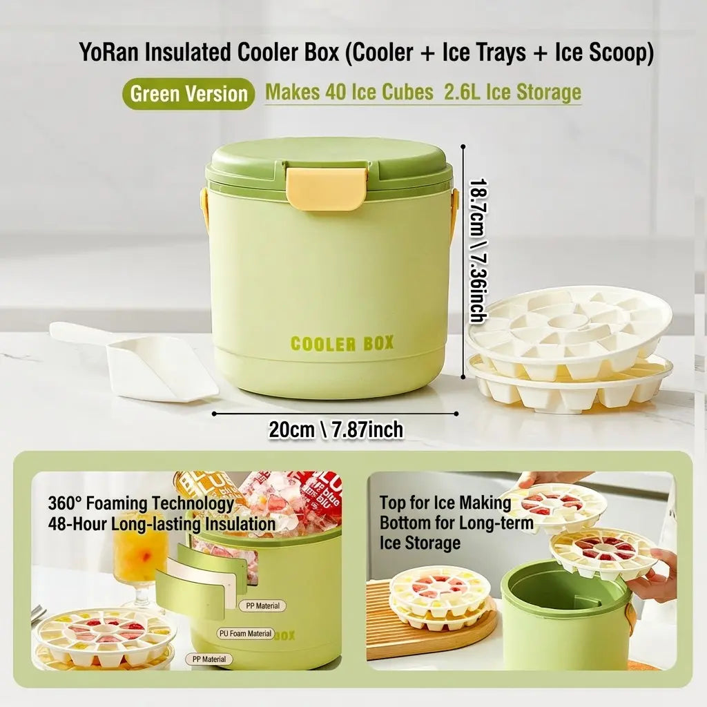 Portable Insulated Ice Bucket with Mold, Automatic Ice Release, 24H Long-Lasting Cooling, Ice Storage, Ice Cream Molds, Convenient and Durable Design