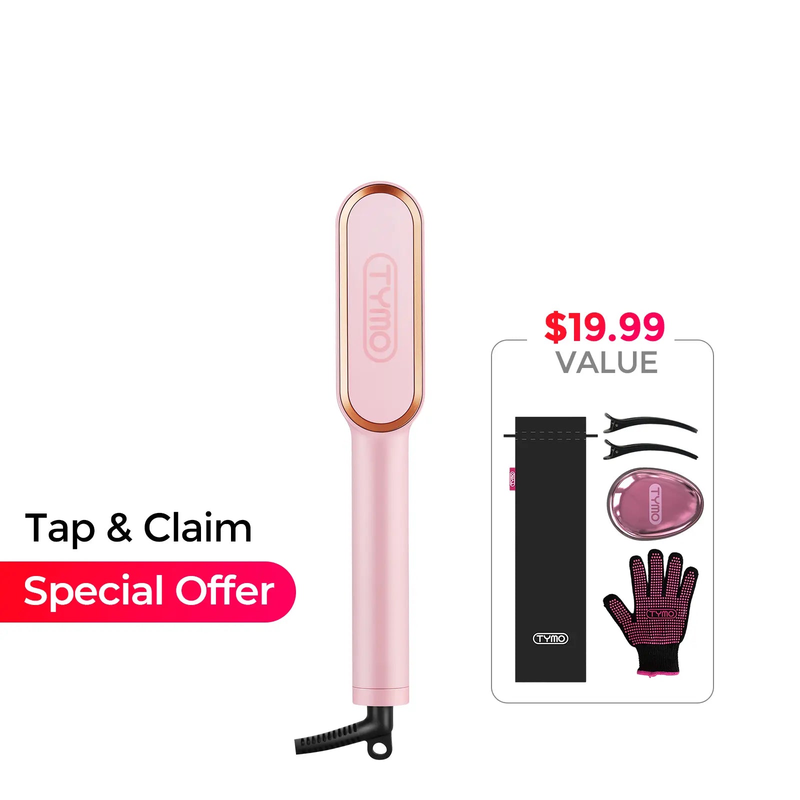 TYMO RING Series - TYMO RING or TYMO RING plus or TYMO FLIPRO 2-In-1 Straightener Comb for Frizz-Free Styling, Ionic Titanium Brush, 9 Temp & LED, Multifunctional Brush, Fast Heat, Each Sold Separately; Summervibes Plancha De Cabello Gift Hair Flat Iron